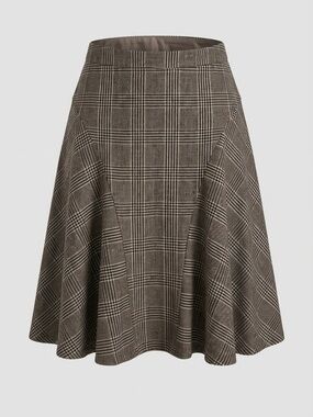 Max Mara Vintage Plaid Virgin Wool and Angora Rabbit Flared Midi Skirt - US 8